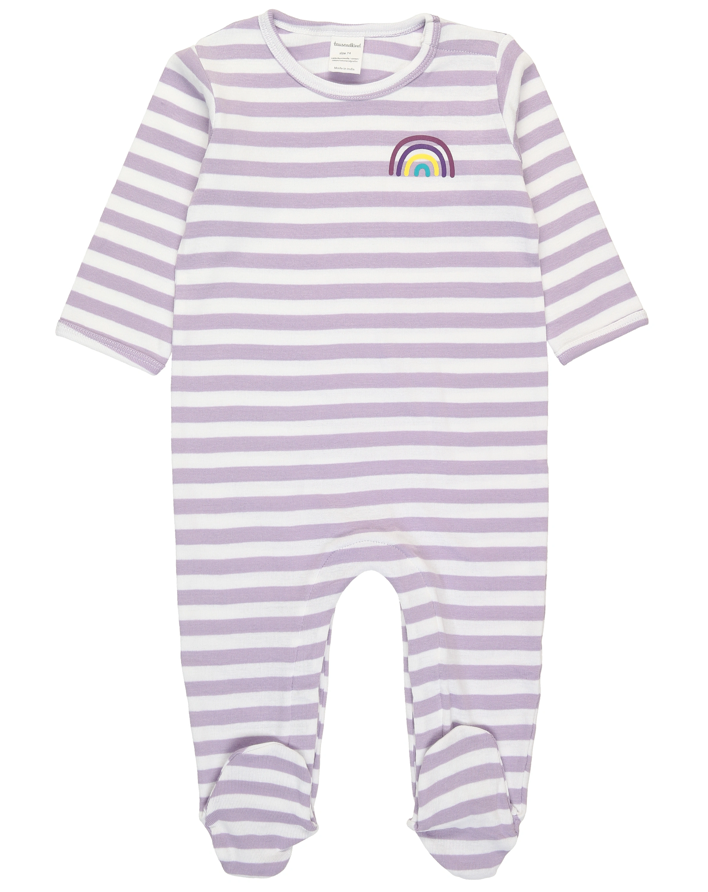 Strampler REGENBOGEN mit Fuß 2er-Pack in weiß/flieder