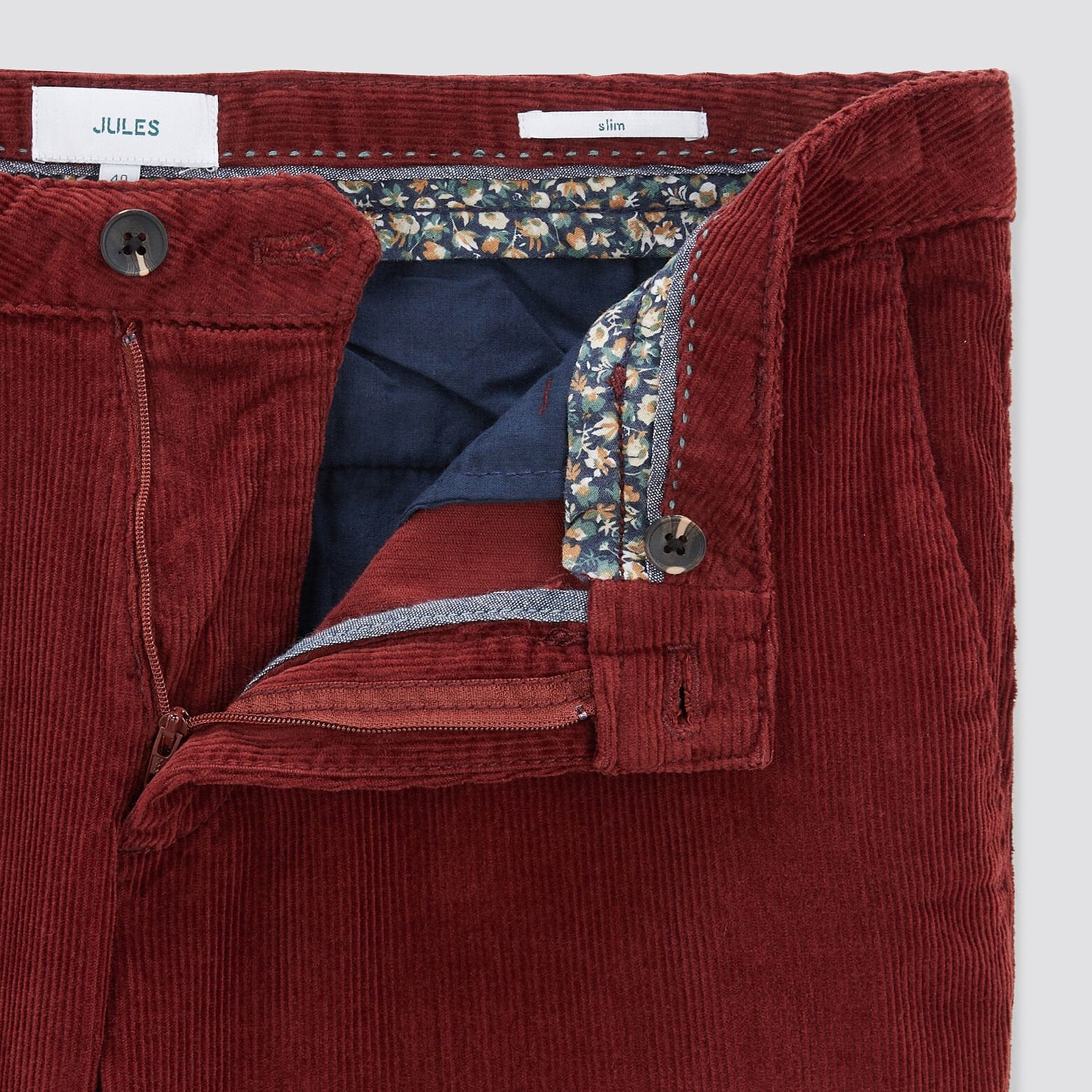 Pantalon chino en velours contient du coton recycl Bordeaux