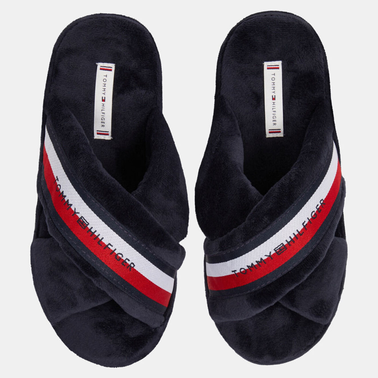 Tommy Hilfiger Chaussons en fausse fourrure croisés bleu marine