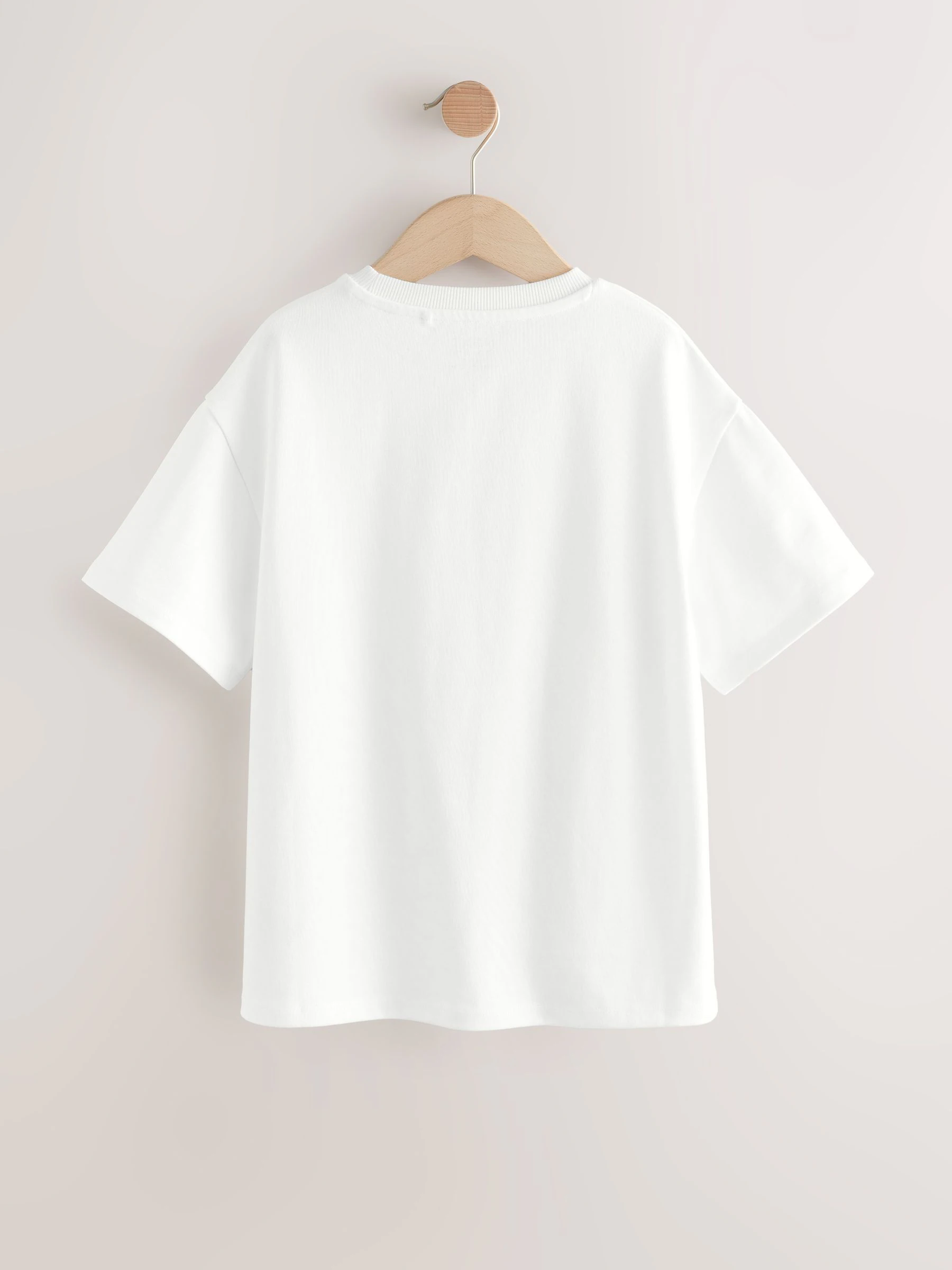 Wit - Oversized zwaargewicht 100% katoenen T-shirt (3-16jaar)