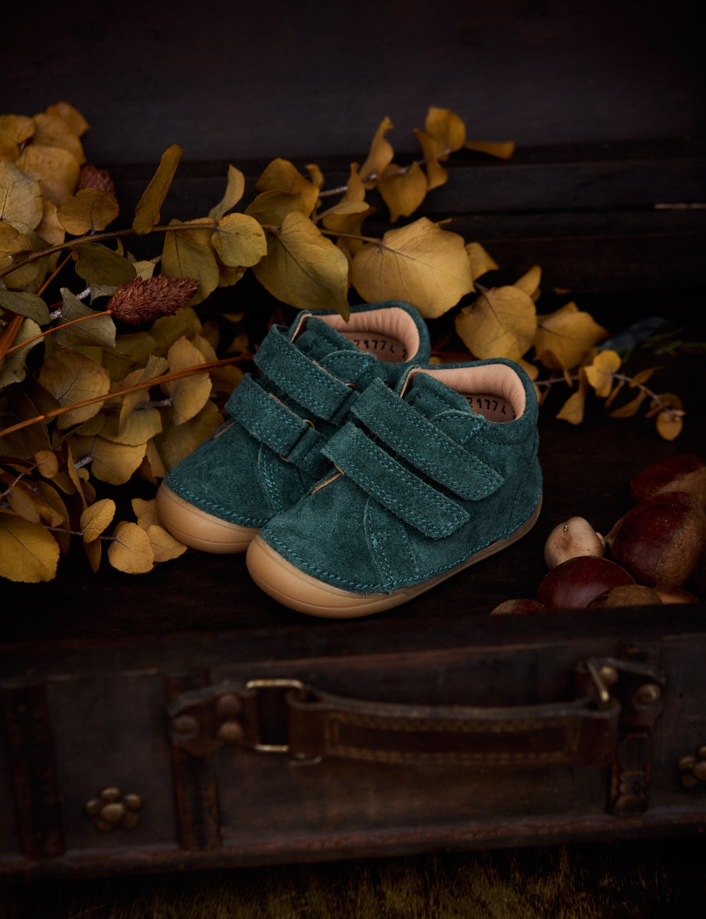 Mini Bootie Velcro - Teal Suede