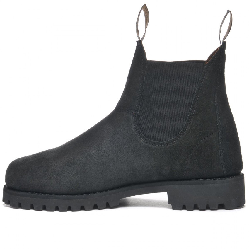 YANSA LUG SUEDE WAXY WOMAN-Bottines Chelsea femme en cuir pleine fleur Black
