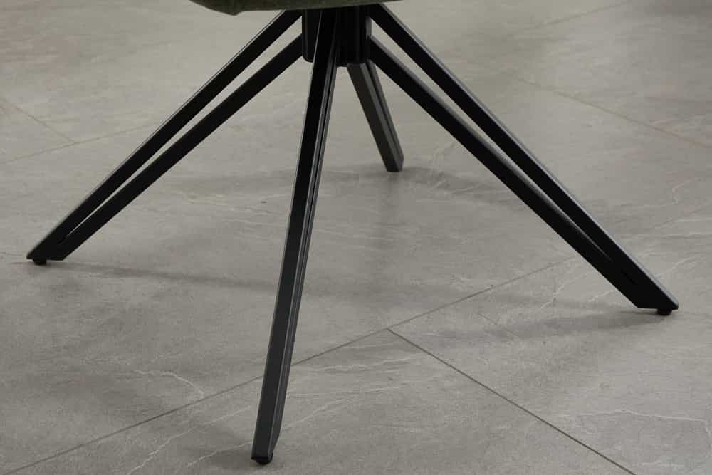 Drehbarer Design Stuhl PROMETHEUS moosgrün Vogue Velours Samt Taschenfederkern Metall