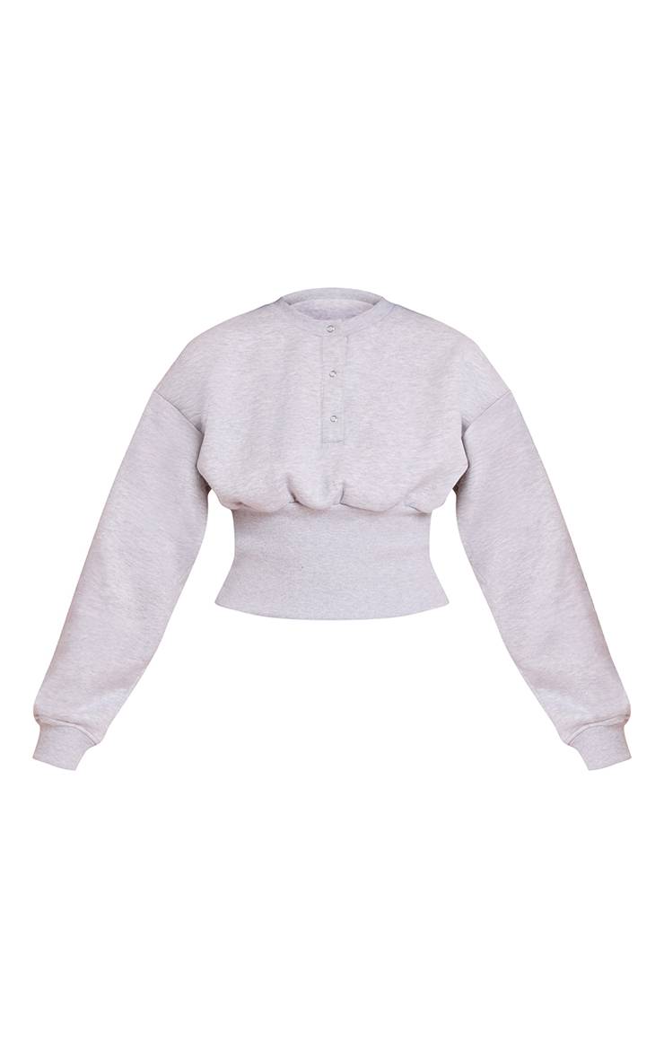 Gris Cendré Sweat-shirt Cintré À Boutons