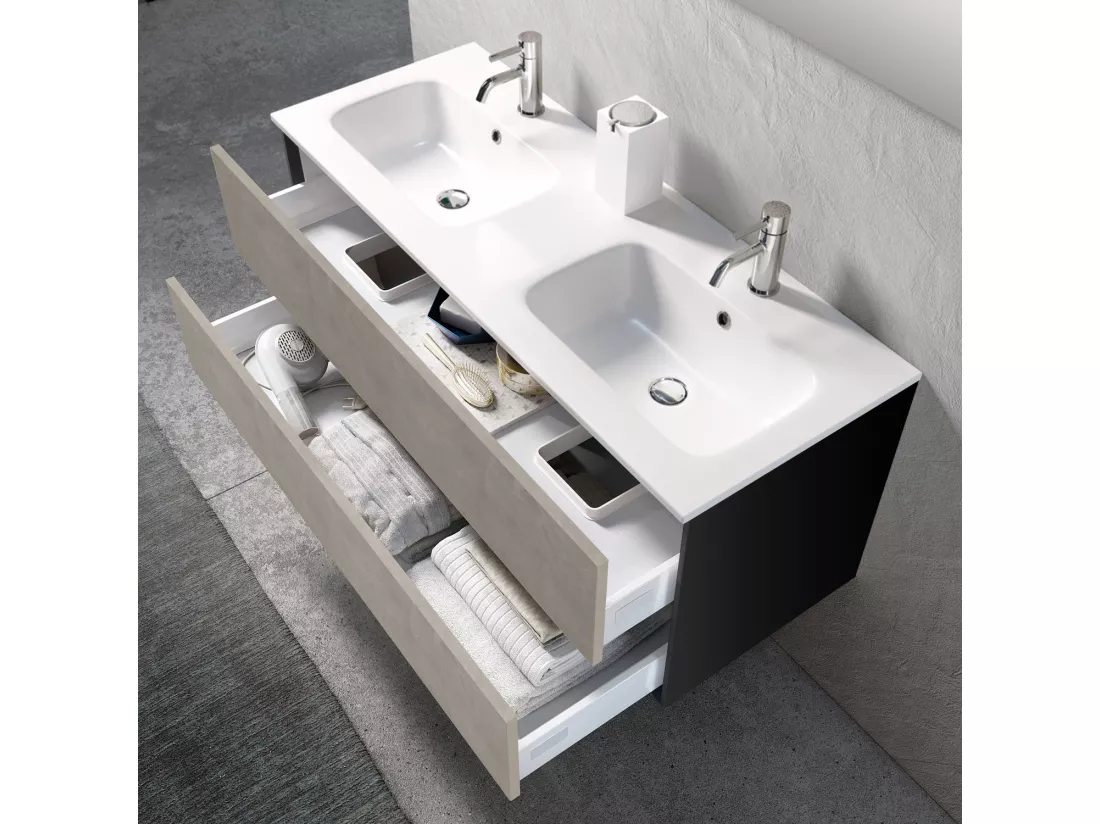 Ensemble de salle de bain double vasque 5 pièces IGEA havane pierre