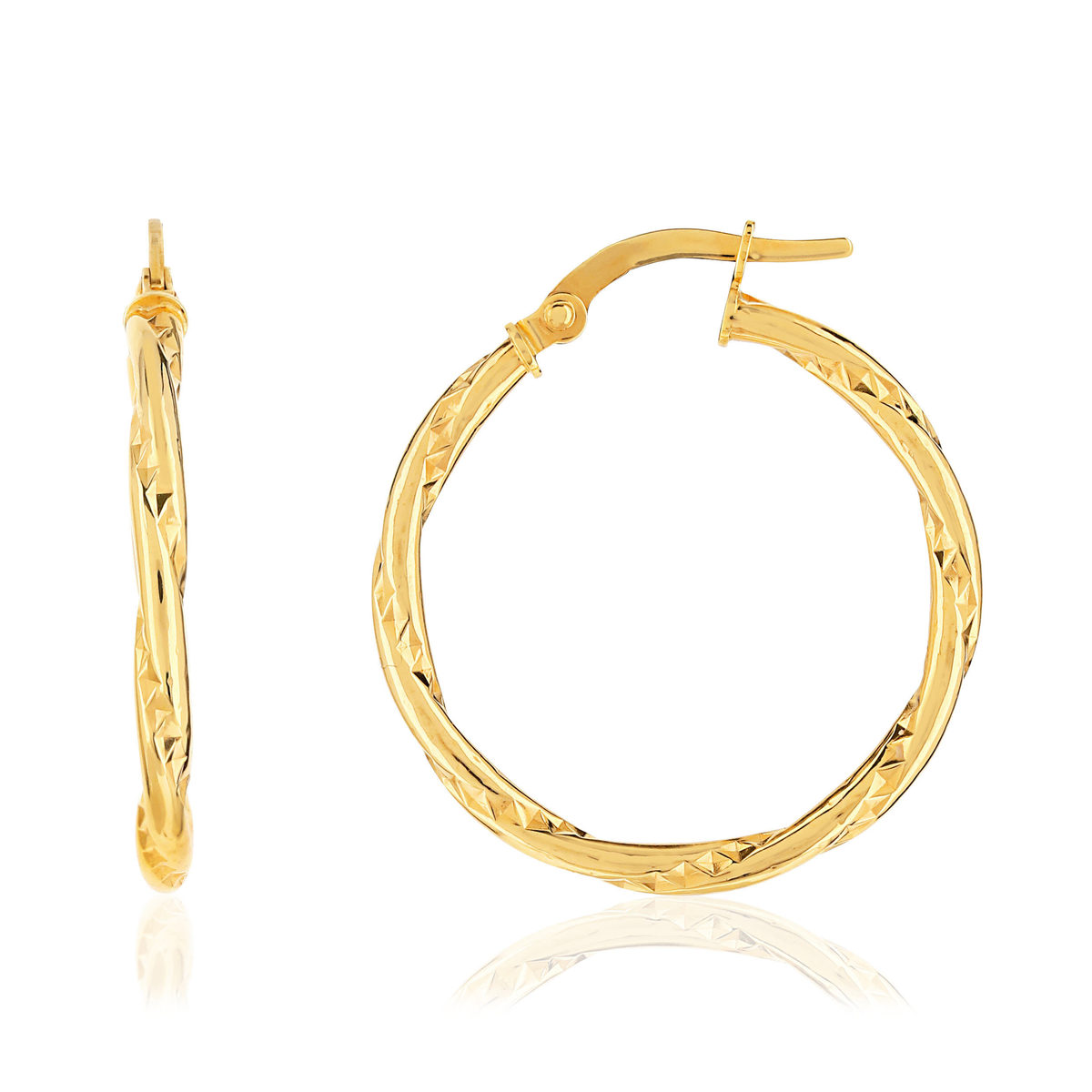 Créoles or 375 jaune diamanté 24,8 mm