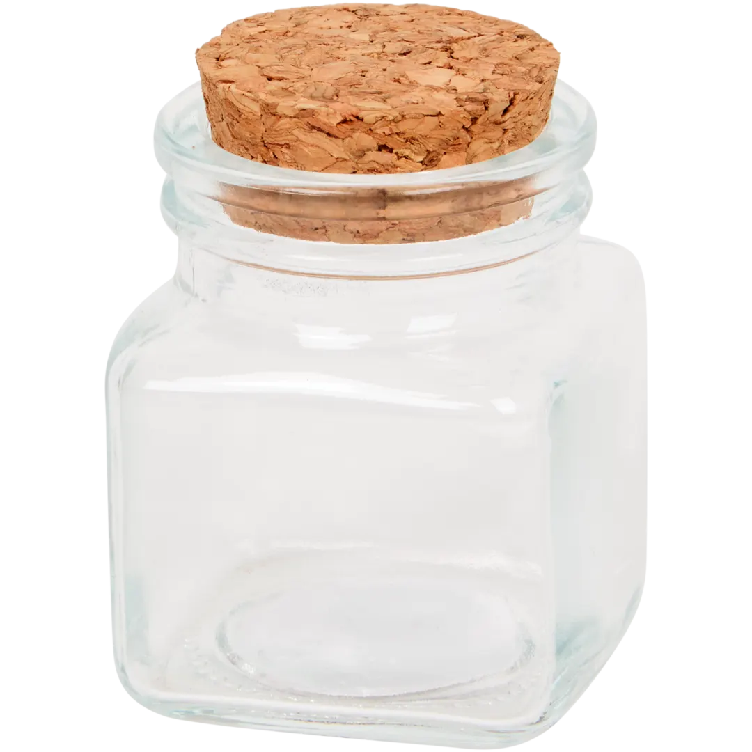 Glazen pot met kurk 5 x 5 x 6 cm | diverse varianten