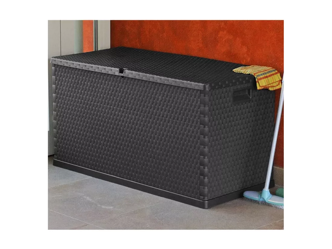 Boîte de stockage de jardin Anthracite 120x56x63 cm PP Rotin