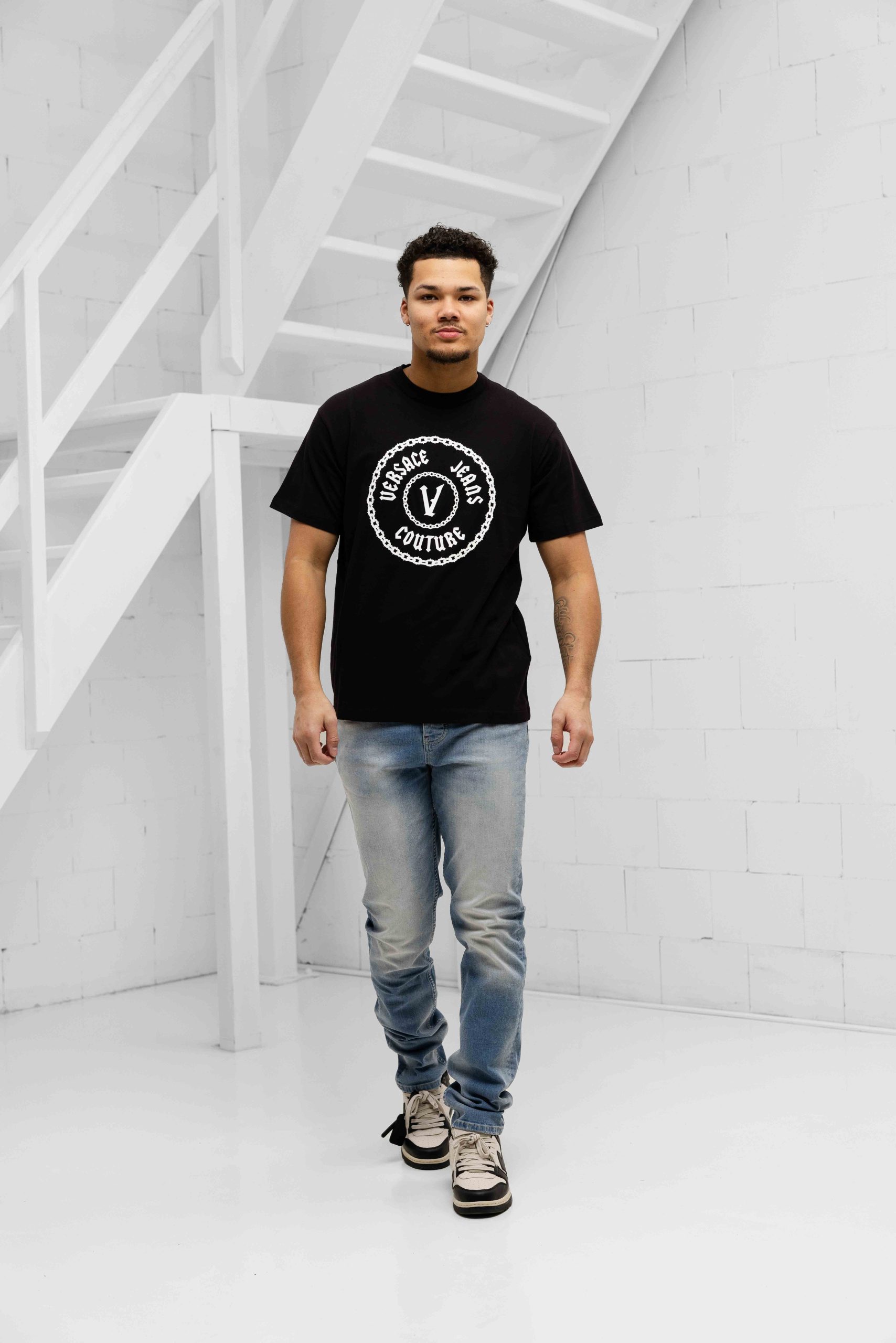 Versace Jeans Couture Chain T-Shirt Heren Zwart/Wit