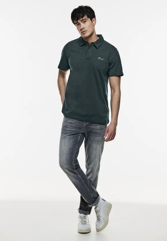 Slub Jersey Poloshirt - dark urban green
