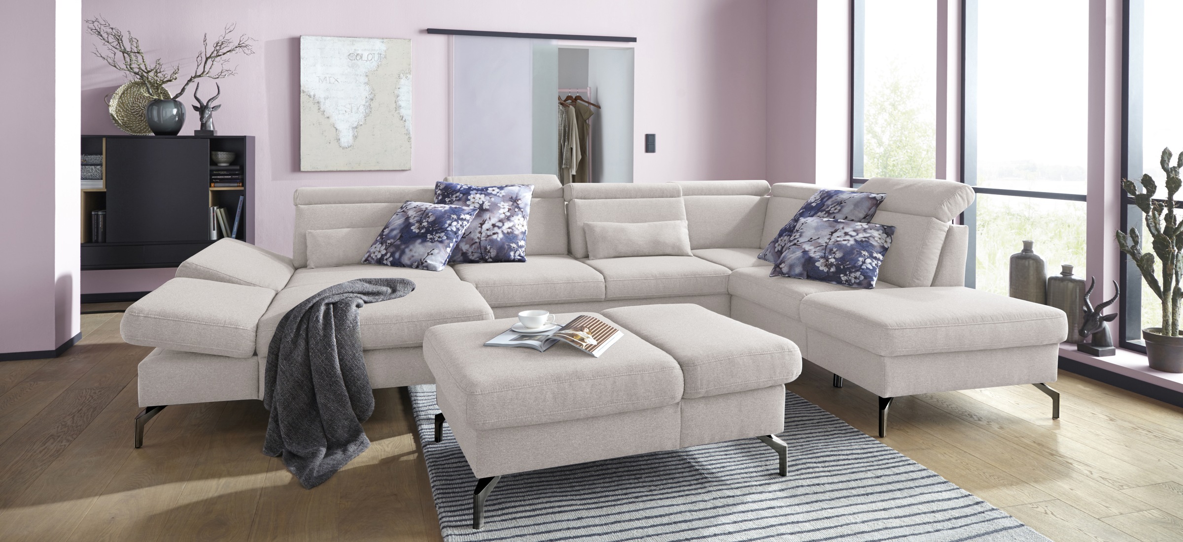 sit&more Hocker »Brisbane« Fusshöhe 15 cm, mit Federkern und Klappfunktion