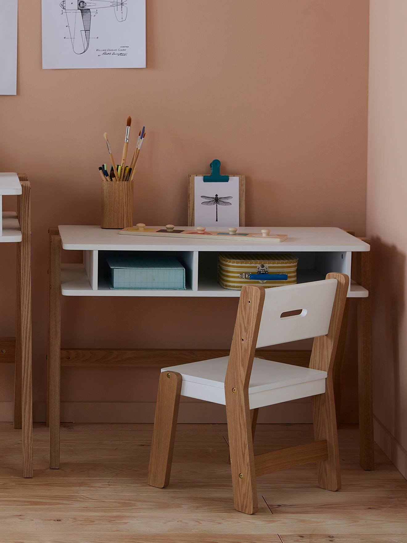Cadeira escolar infantil, assento de 30 cm, ARCHITEKT LINE, branco claro, bicolor/multicolorida.