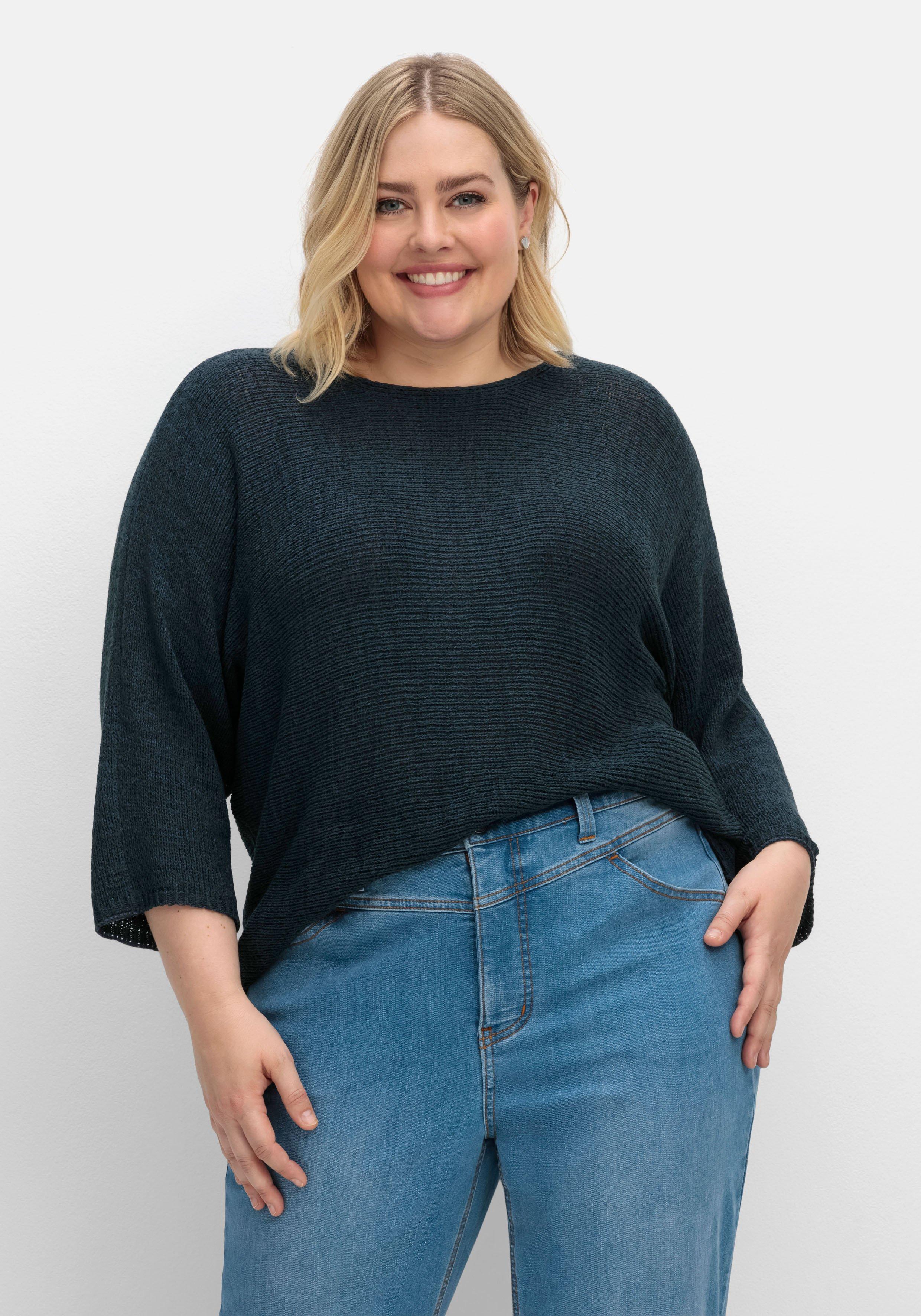 Oversized-Pullover mit 3/4-Arm, aus Bändchengarn