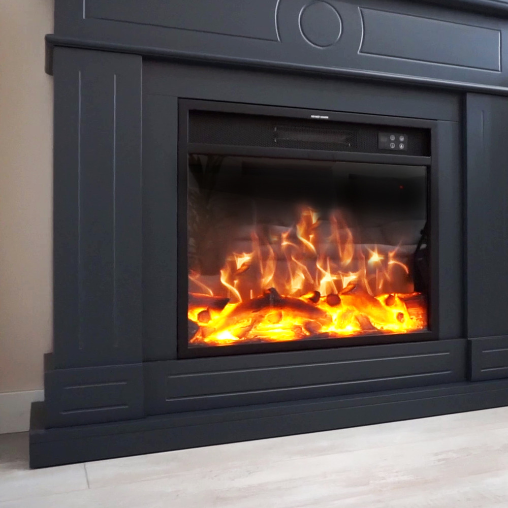 Cheminee murale 1500w caminetto fuego roberta gris