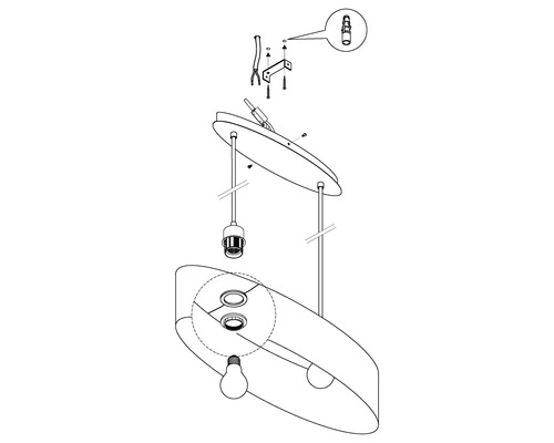 Hanglamp 2-lamps L 78 cm nikkel/mat/zwart