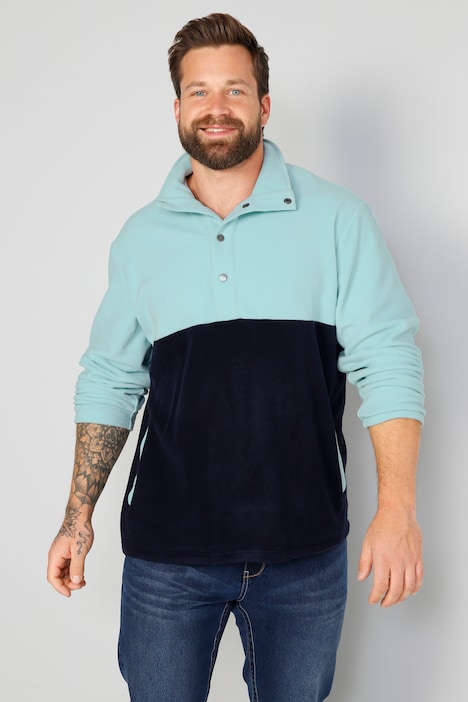 Boston Park Fleece-Troyer, zweifarbig, Stehkragen, bis 72/74
