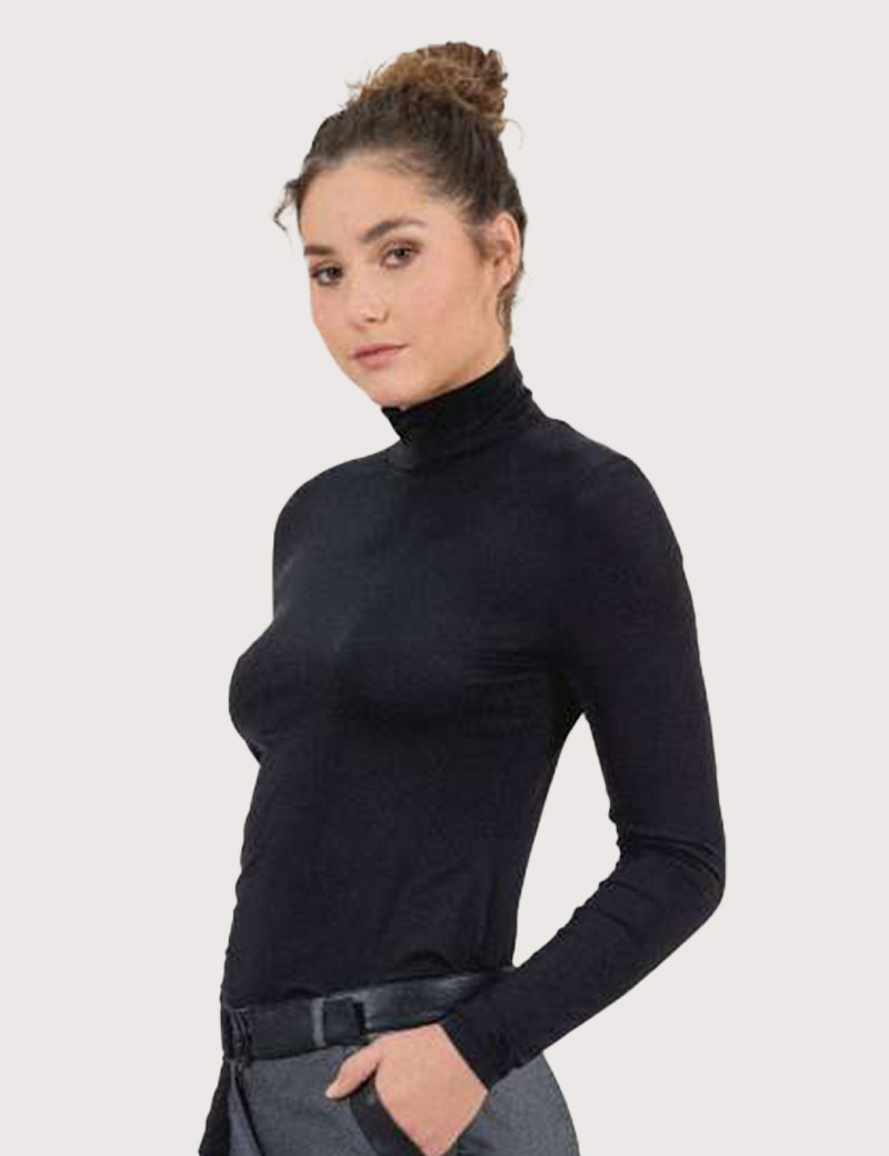 HBT TRANSVERSAL | BELLA TOP SILKY COL CHEMINÉE NOIR