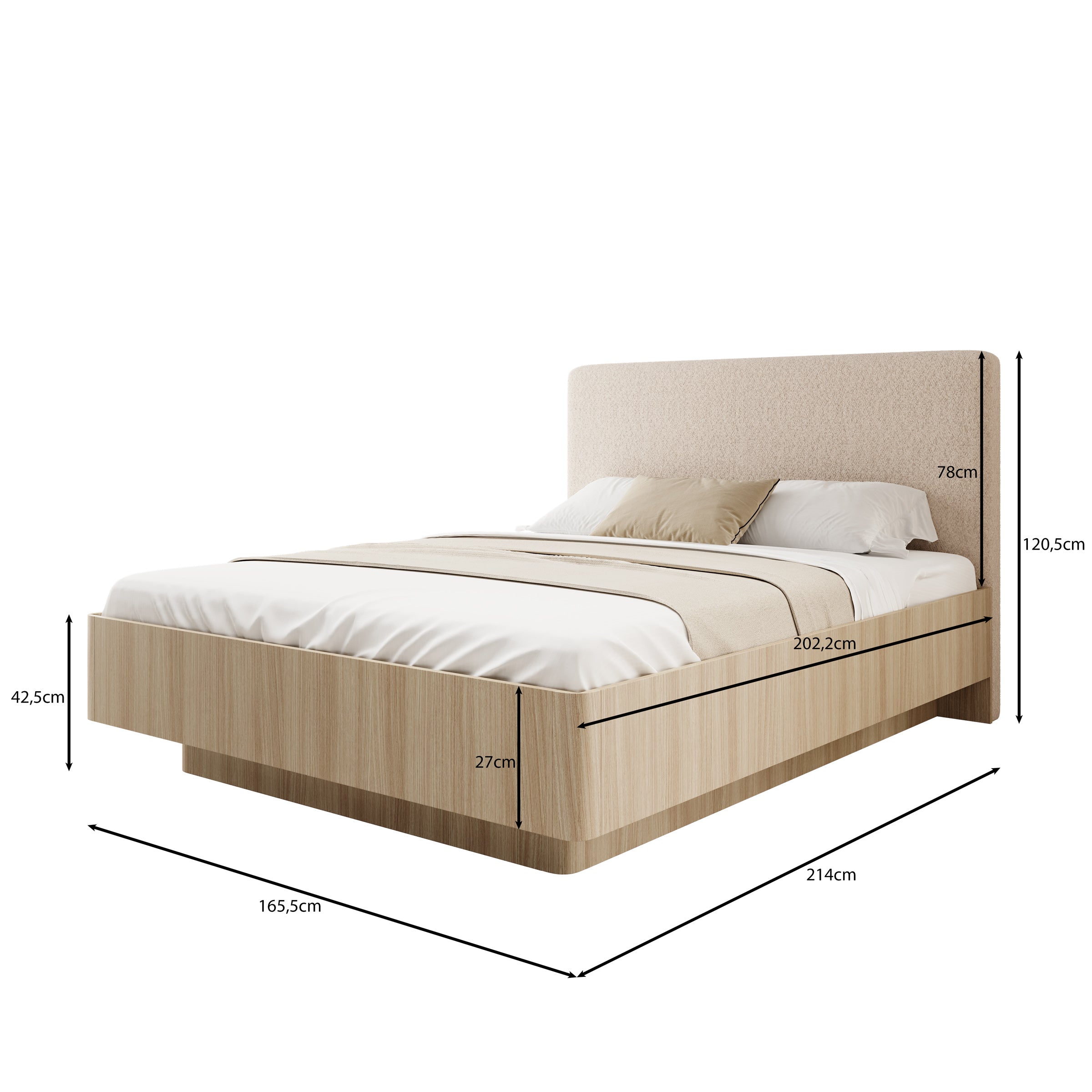 Voorne - Tweepersoonsbed - Eiken - 160x200 cm