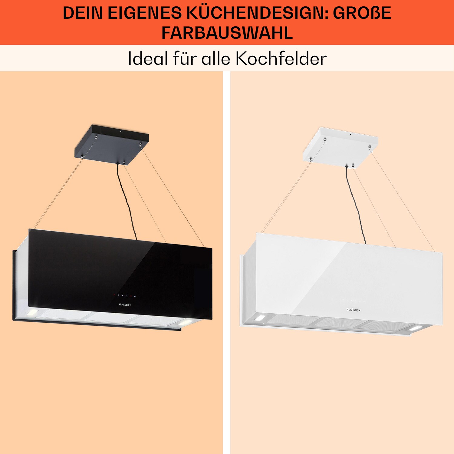 Kronleuchter XL Inselabzugshaube 90cm Umluft 590m³/h LED Touch weiß Weiß