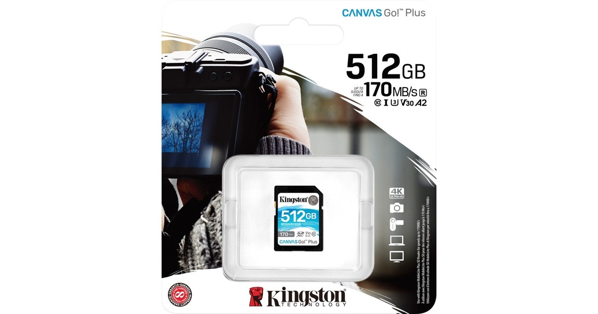 KingstonCanvas Go! Plus SDXC 512 GB geheugenkaart  (Zwart, UHS-I U3, Class 10)