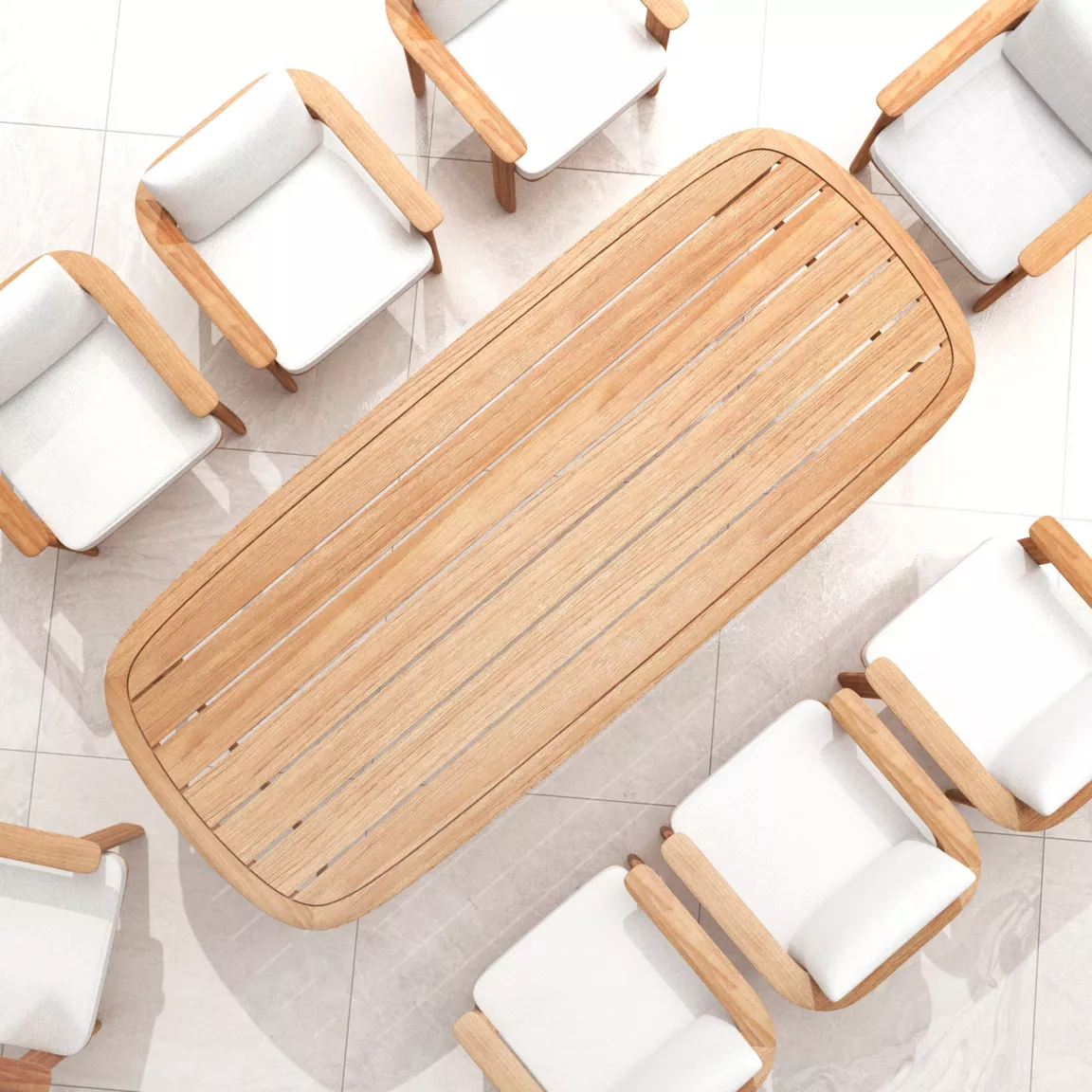 Table de jardin en bois teck 8 places (260 x 100 cm) Java Naturel