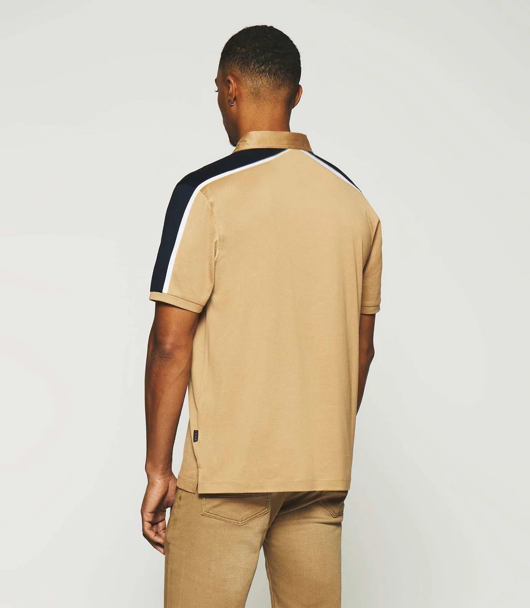Polo uni manches courtes camel et marine GABIN