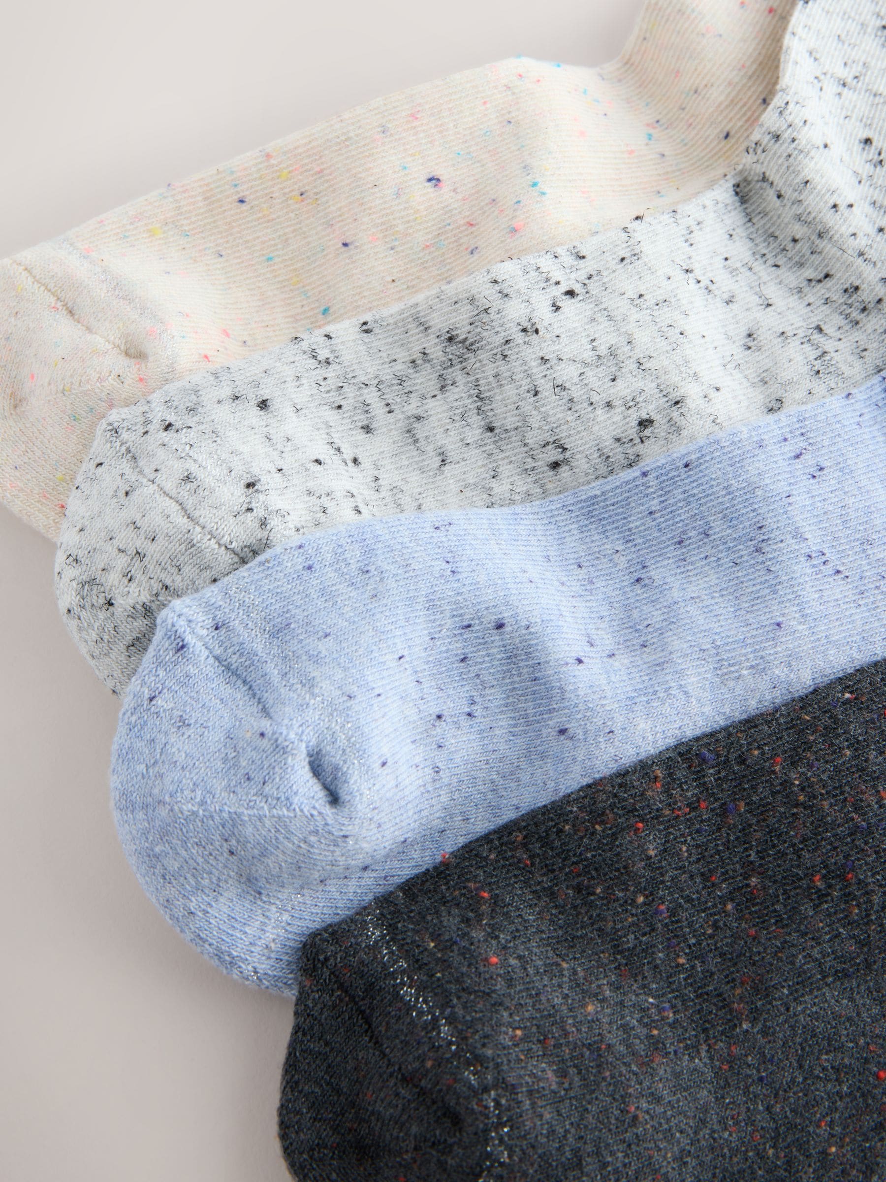Blauw/grijs - Set van 4 paar sokken met kussenzool
