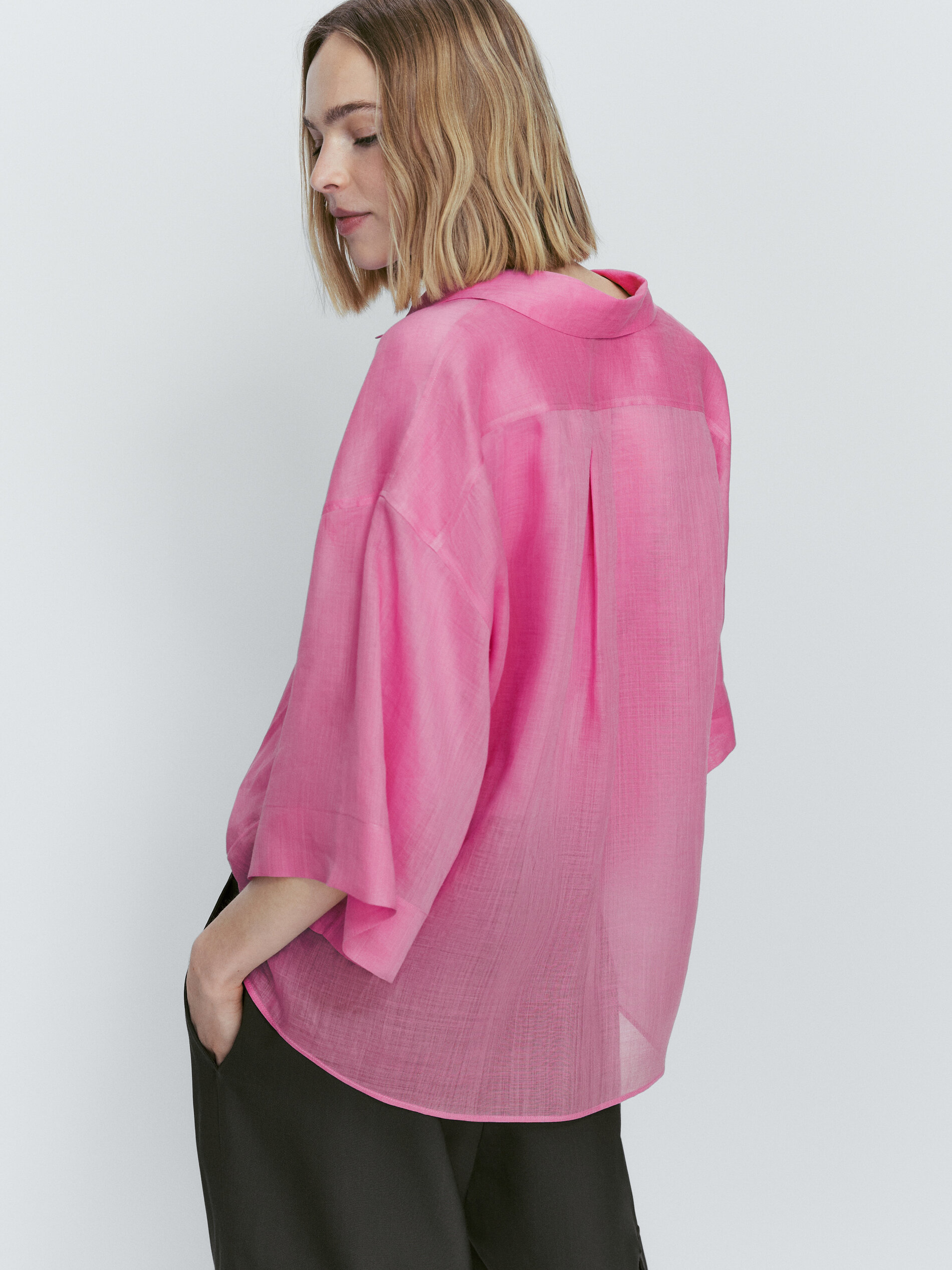 Camiseta 100% Ramio Short Manga - ROSA
