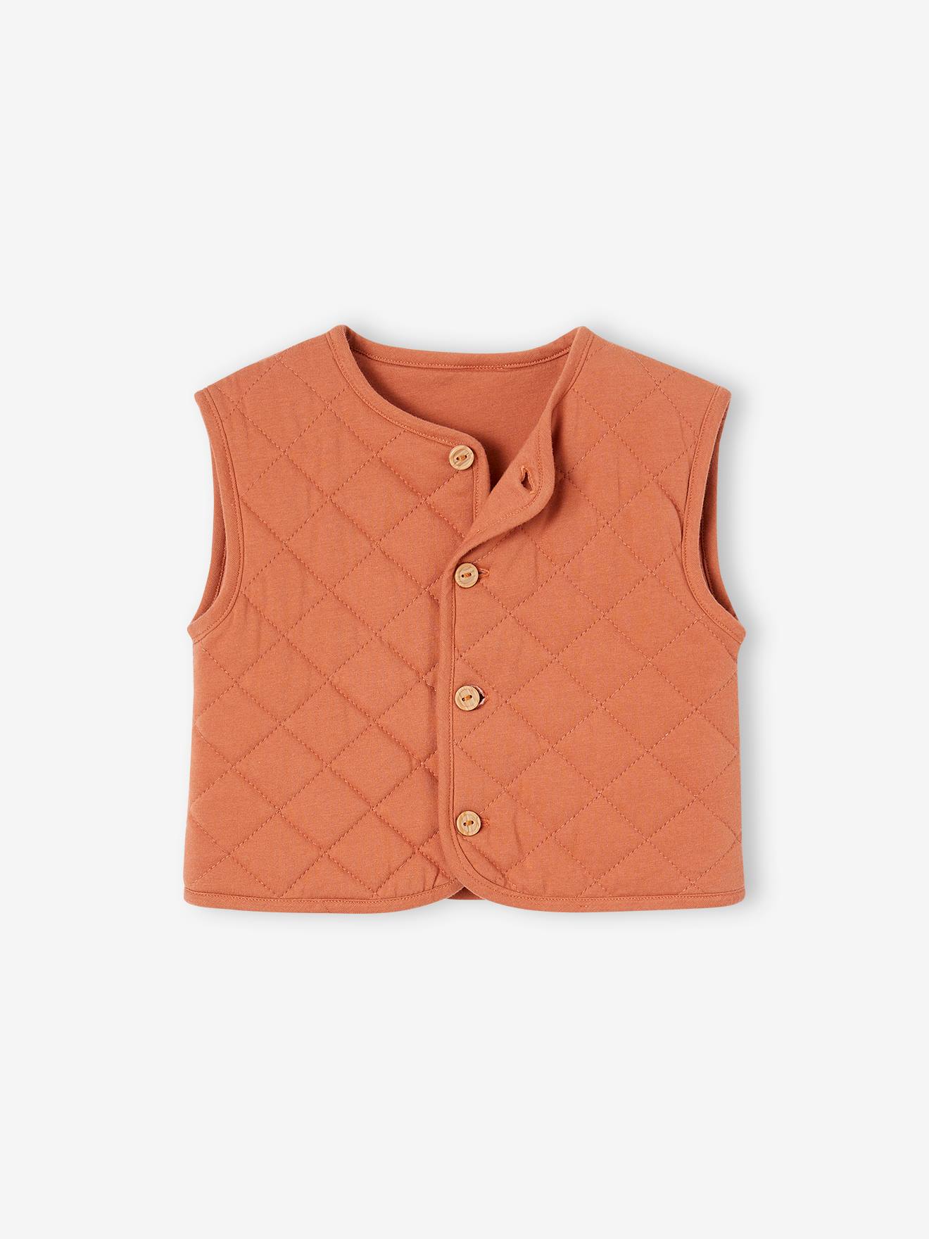 Conjunto de roupa de bebê de 3 peças: colete acolchoado, vestido e faixa de cabelo de veludo ferrugem