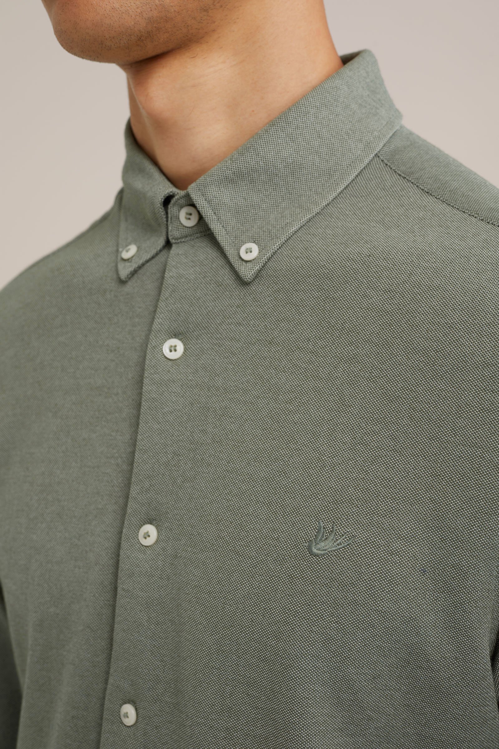 piquéjersey overhemd met stretch Fundamentals Pastelgroen