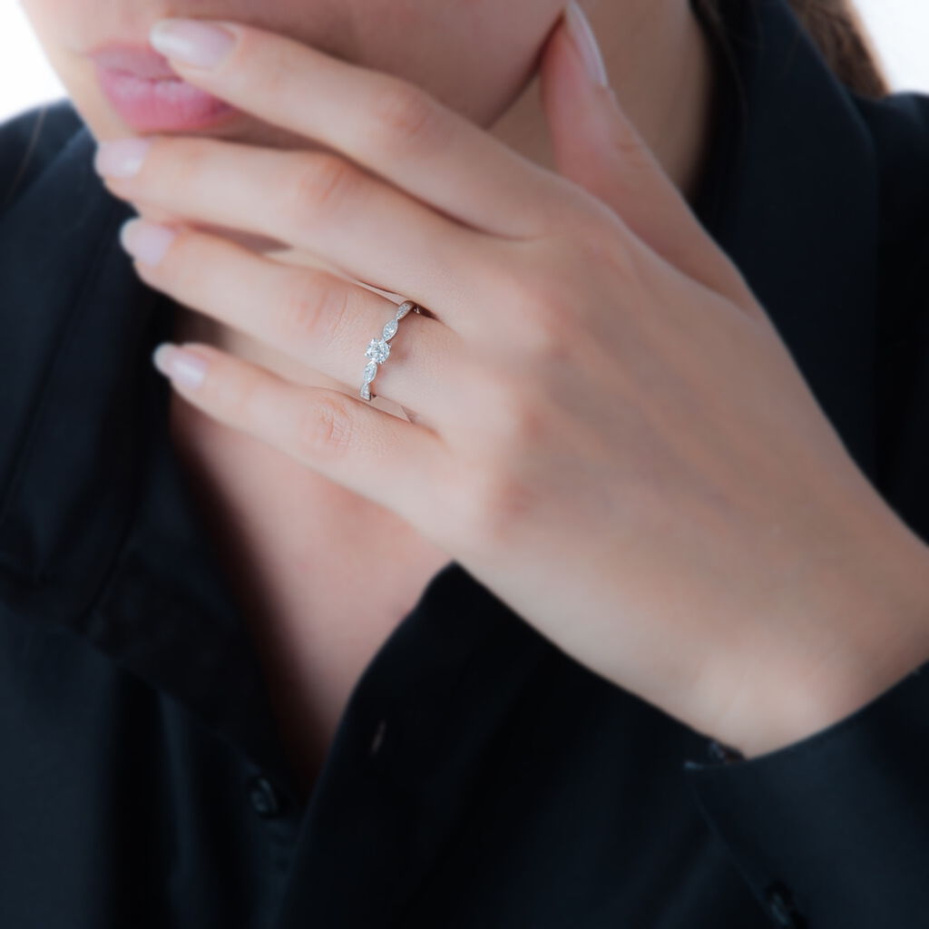 Bague Solitaire Etoile Or Blanc Diamant