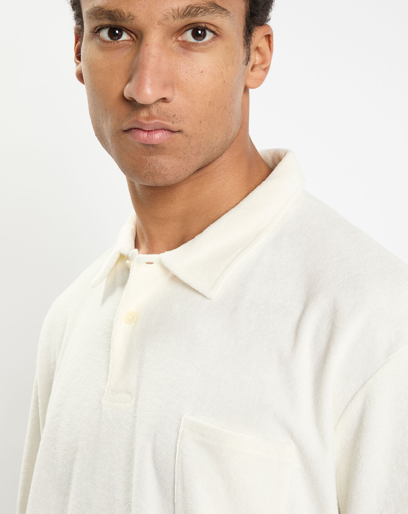 Hackett London Polo Slim Fit uni éponge écru