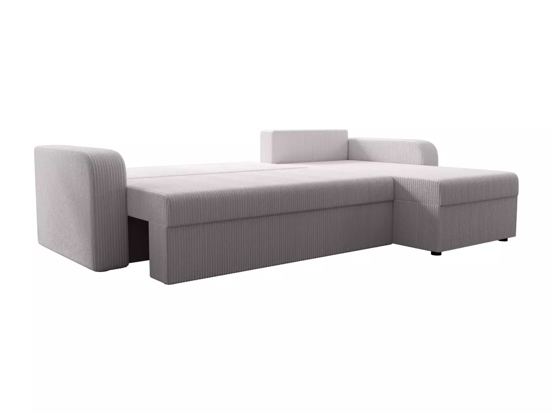 Canapé d'angle convertible et réversible en velours côtelé gris clair ONABIA