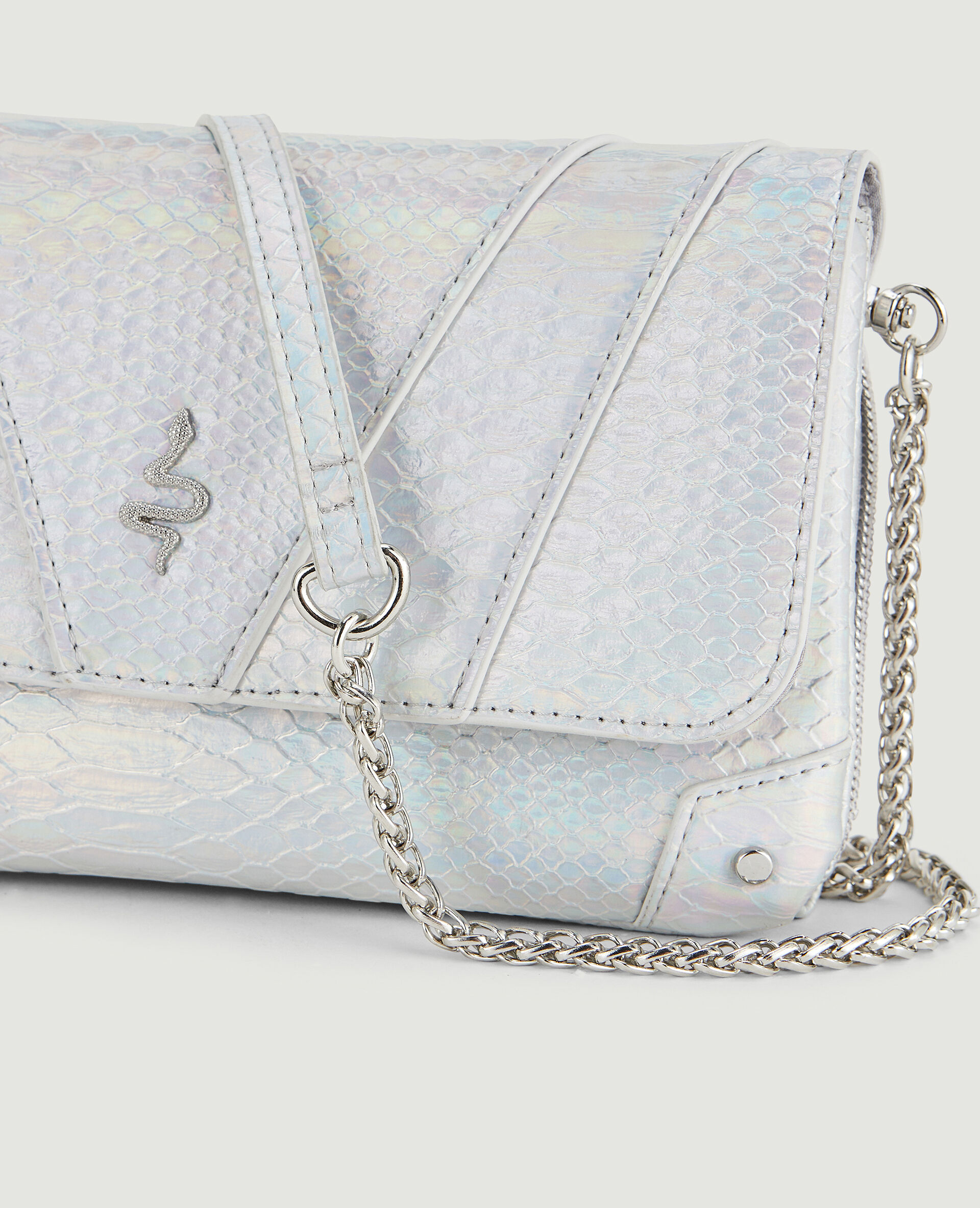 Mini sac effet serpent irisé - Argenté
