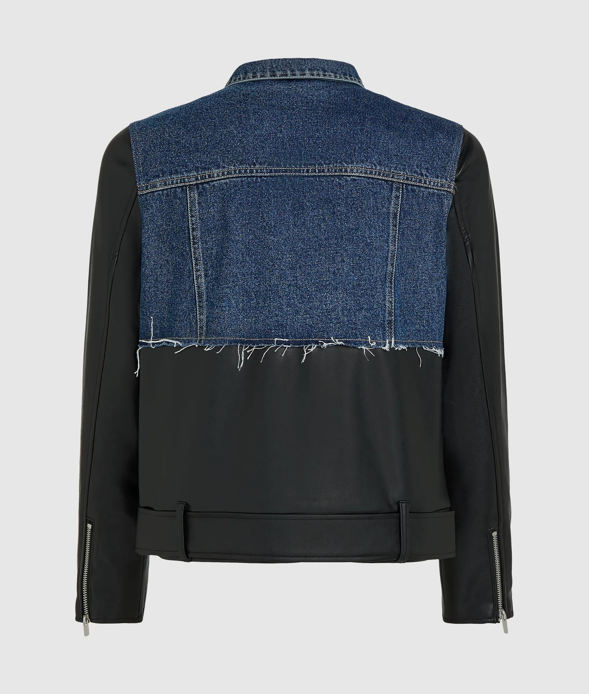 Jas van denim en kunstleer