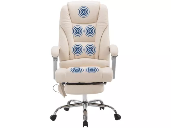 Chaise de bureau - Similicuir & Noyer - Crème - Pacific