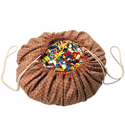 Play&Go Spielteppich - Ø140 - Gitter Brown