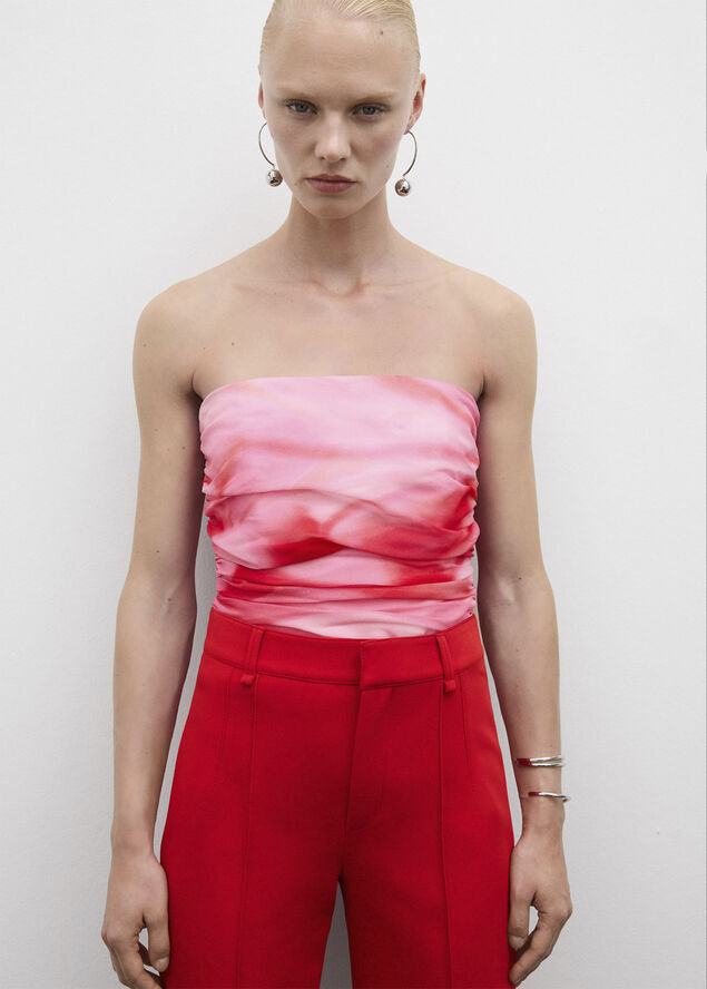 MANGO Straight trousers with decorative s Red