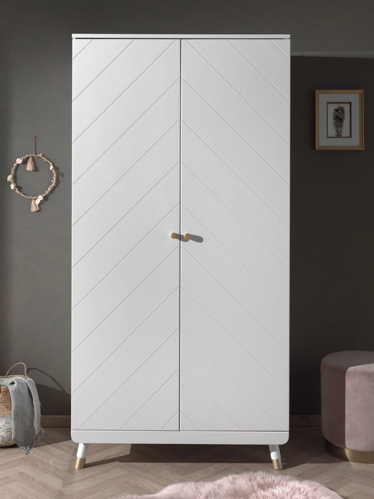 Kleiderschrank BILLY - weiß satin - 100 cm