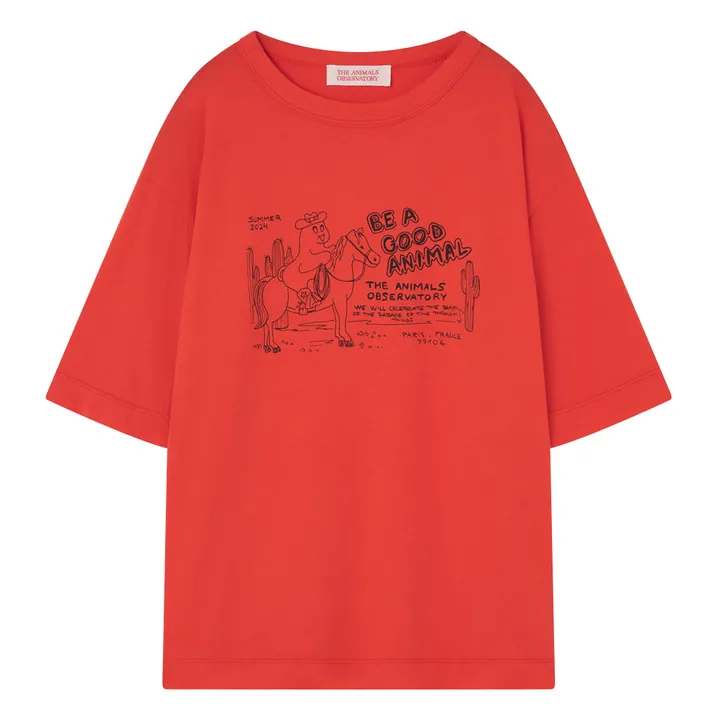 The Animals Observatory T-Shirt Rooster Oversize Fantôme | Rouge