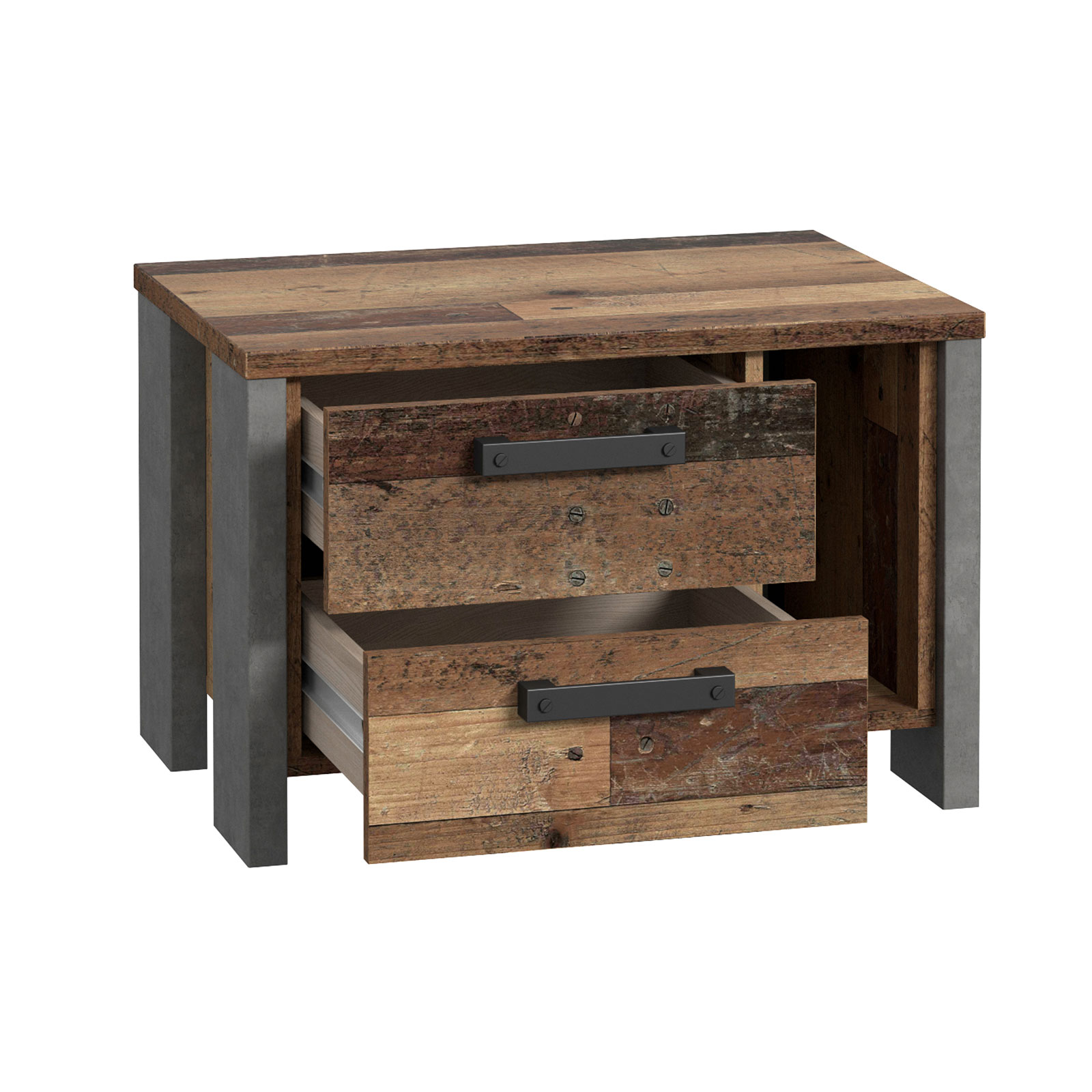 Nachtkonsole - Old Wood Vintage-Betonoptik - 62 cm