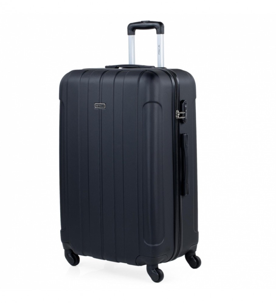Mala de viagem rígida grande ITACA XL com 4 rodas 771170 preta - 73x48x28cm -
