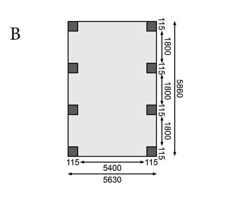 Dubbele carport Karibu Caan 2 variant A 598x670 cm drukgeïmpregneerd