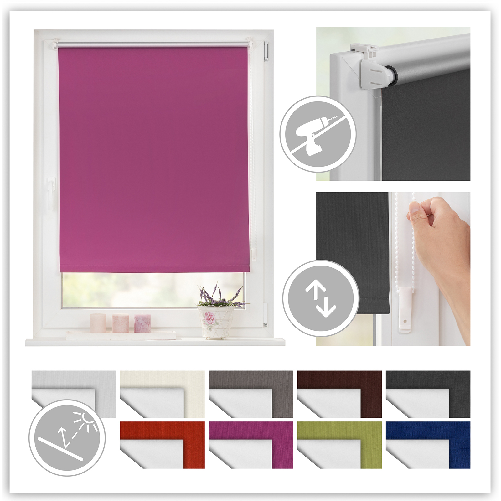 LICHTBLICK Thermo-Rollo - fuchsia - 40x150 cm