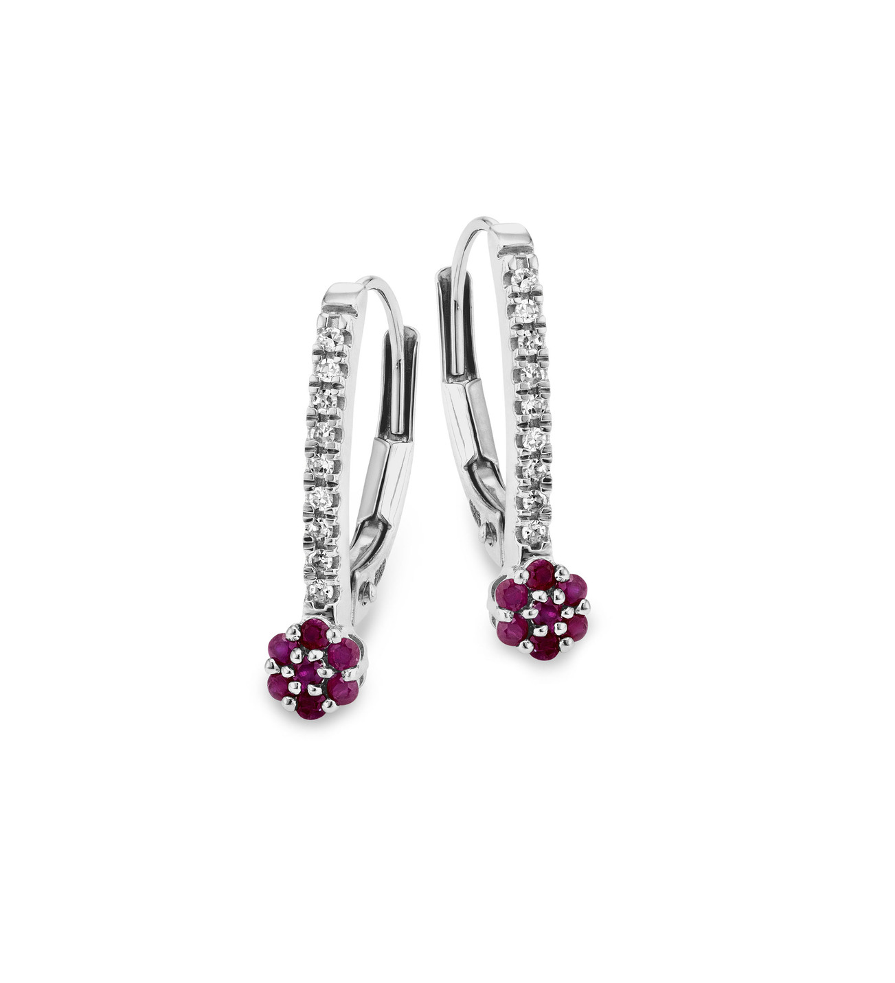 Edle Ohrringe mit 18 Diamanten und echt Rubin
