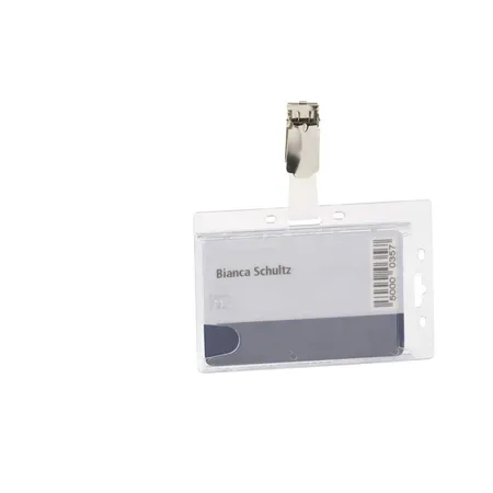 Durable 801319 Doppelbox mit Clip Für 2 Betriebs-Sicherheitsausweise, 54 x 85 mm, transparent