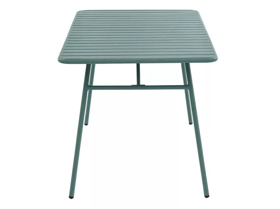 Salle à manger de jardin en métal - une table L.160 cm avec 2 fauteuils empilables et 4 chaises empilables - Vert amande - MIRMANDE de MYLIA