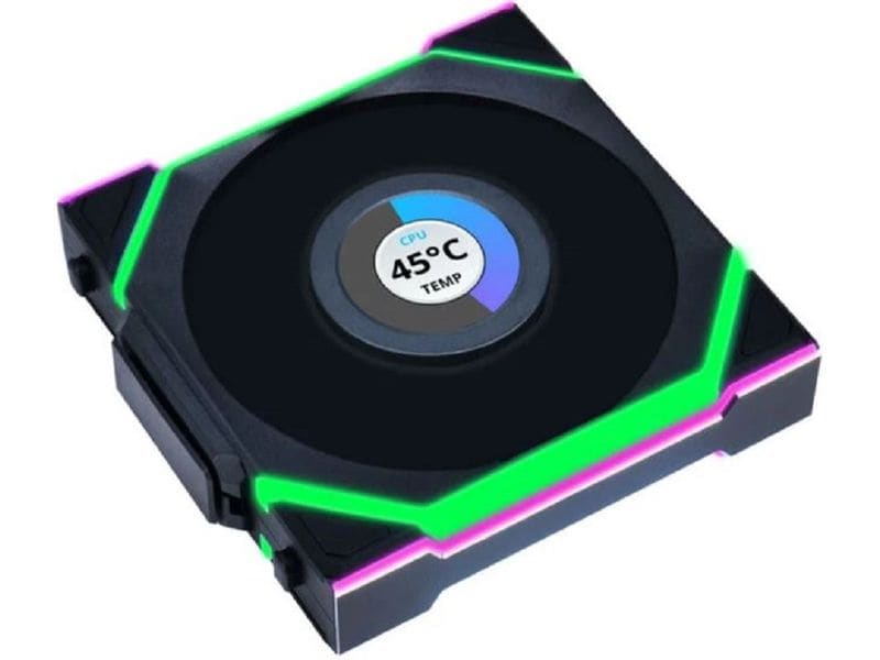 Lian Li PC-Lüfter UNI FAN SL 120 Reverse Blade 3er-Pack Wireless LCD Lüfter Inklusive Controller zum Steuern der Drahzahl, Lichteffekte und des LCDs
