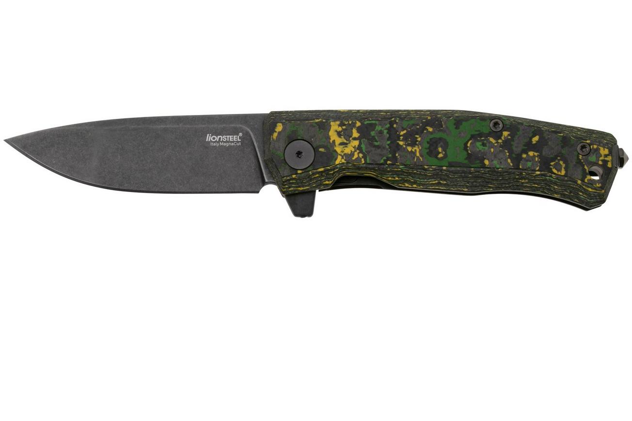 LionSteel Myto MT01-MC-TS CPM MagnaCut, Old Black Toxis Stone FatCarbon zakmes, Molletta design