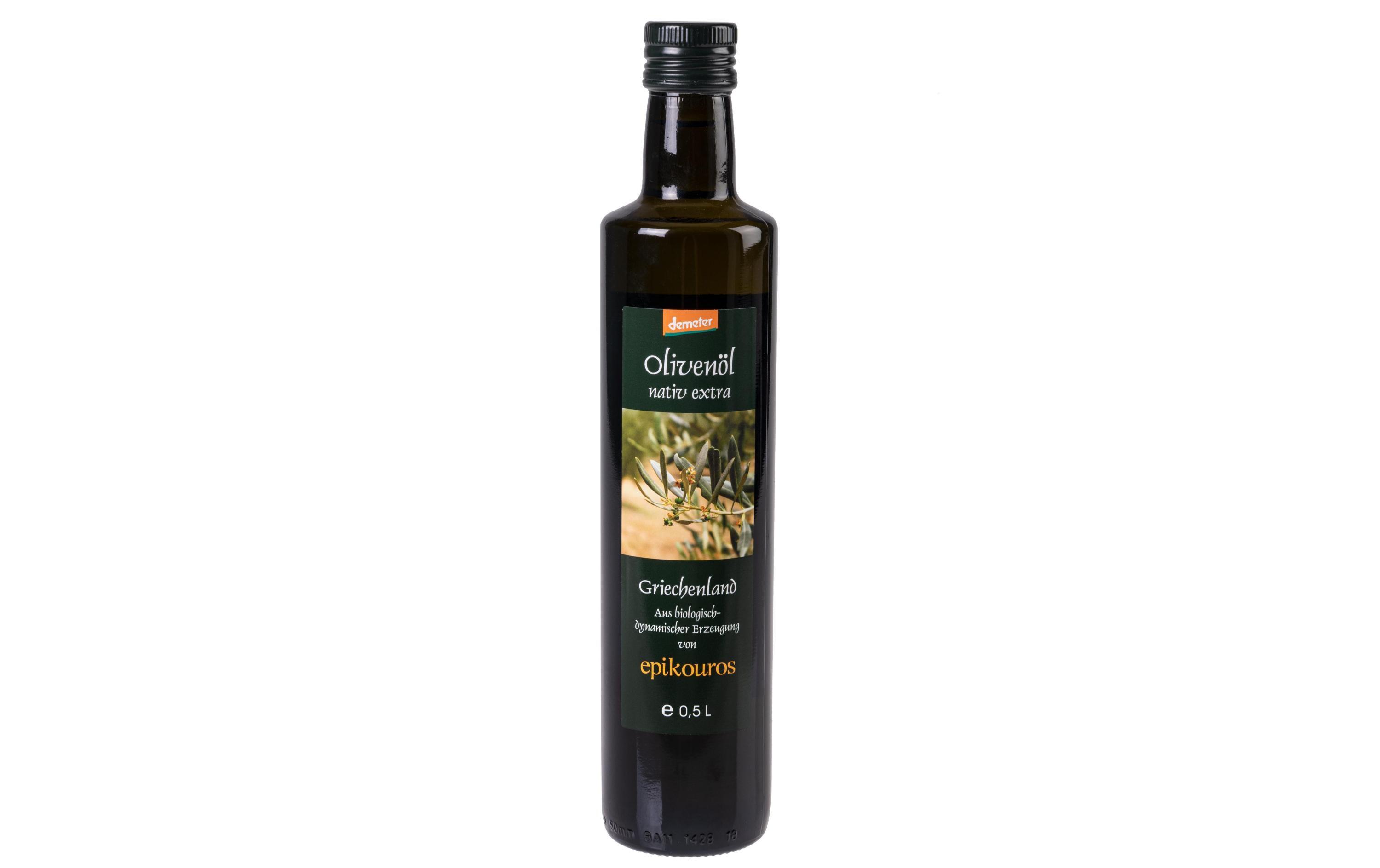 Olivenöl Demeter Extra nativ 0.5 lKaltgepressstes Speiseöl aus Oliven